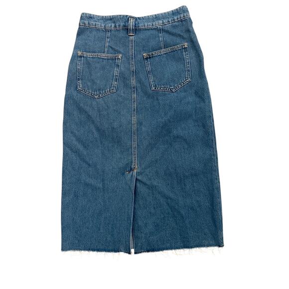 Anthropologie Pilcro Denim Jean Midi Skirt Raw Hem Pleated Buttons Size 4 NEW - Picture 8 of 11
